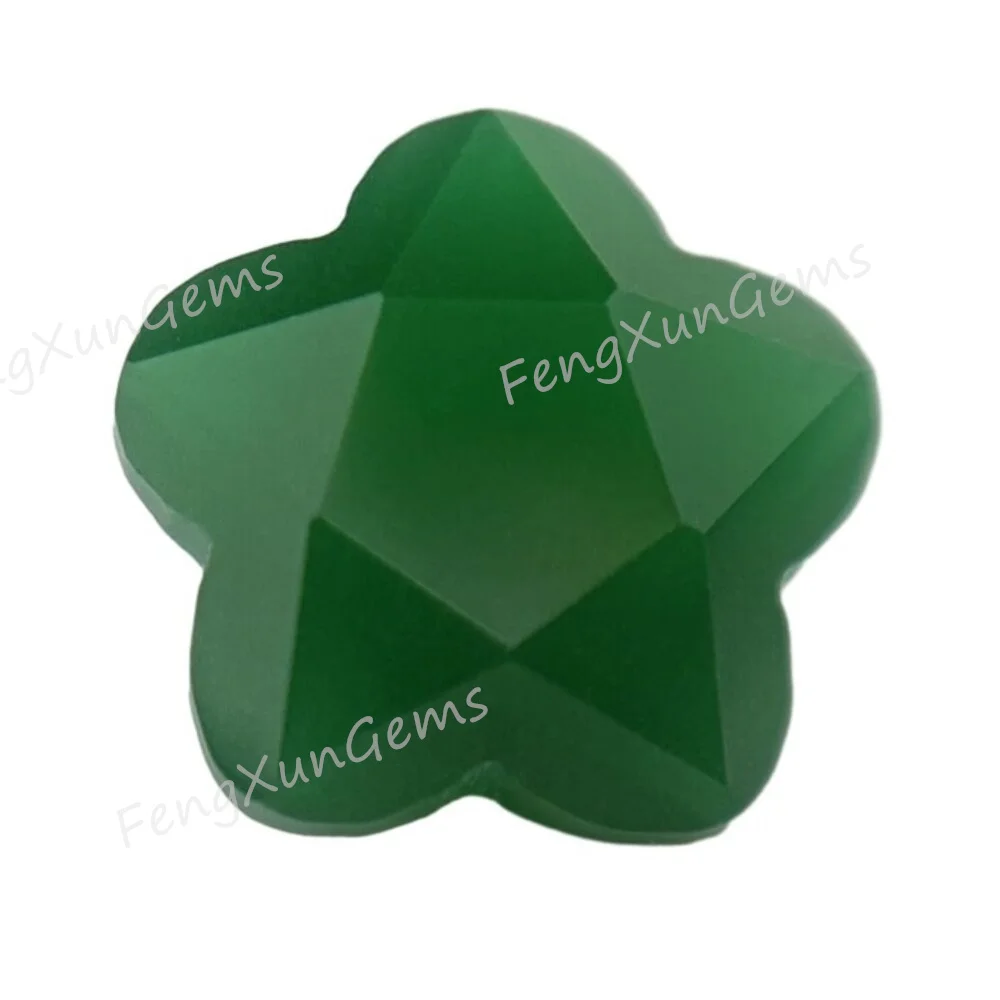 Size 3X3mm~10x10mm Green Matte Bottom Plum Blossom Shape Machine Cut Loose Glass Stone Synthetic Gems For Jewelry Making