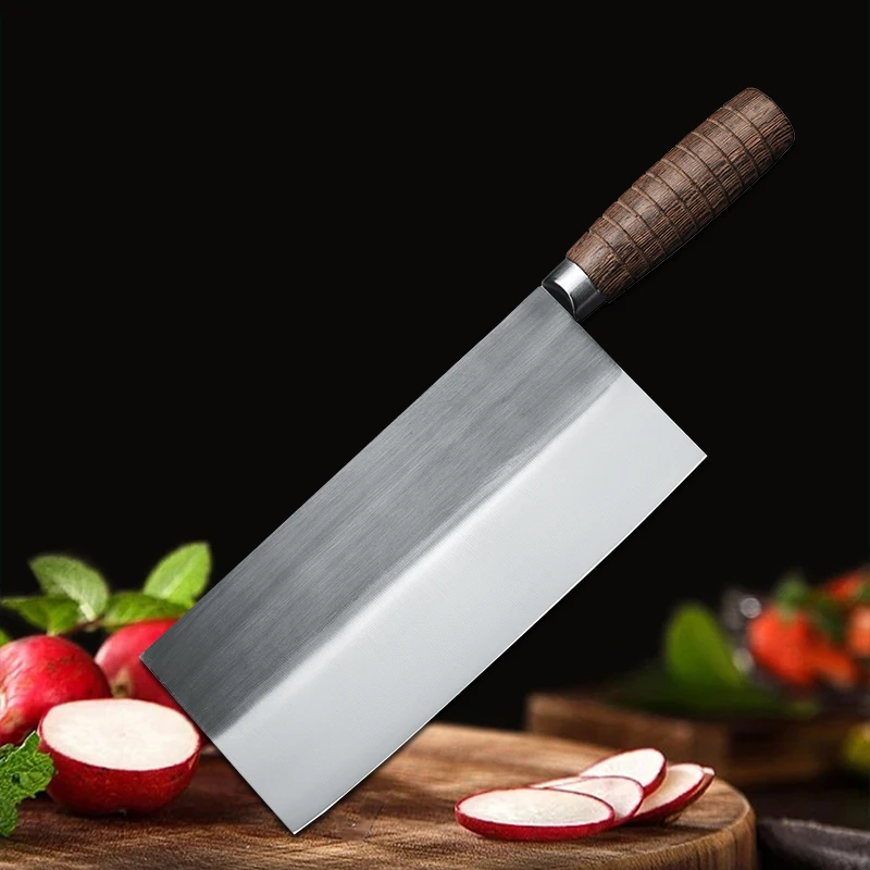 Kitchen Cleaver Forged Chinese Slicing Butcher Knife Meat Vegetable Cutting Cooking Knife with Wood Handle