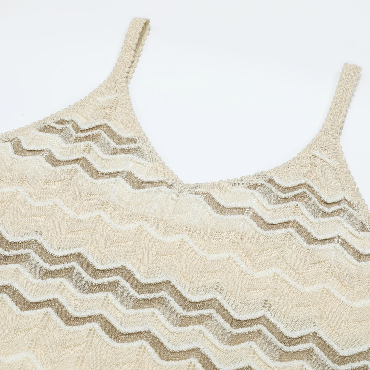 26256 Summer New High‑Grade Commuting Wave Pattern Knitted Women Cami Top Skirt Matching Two‑Piece Outfit Set
