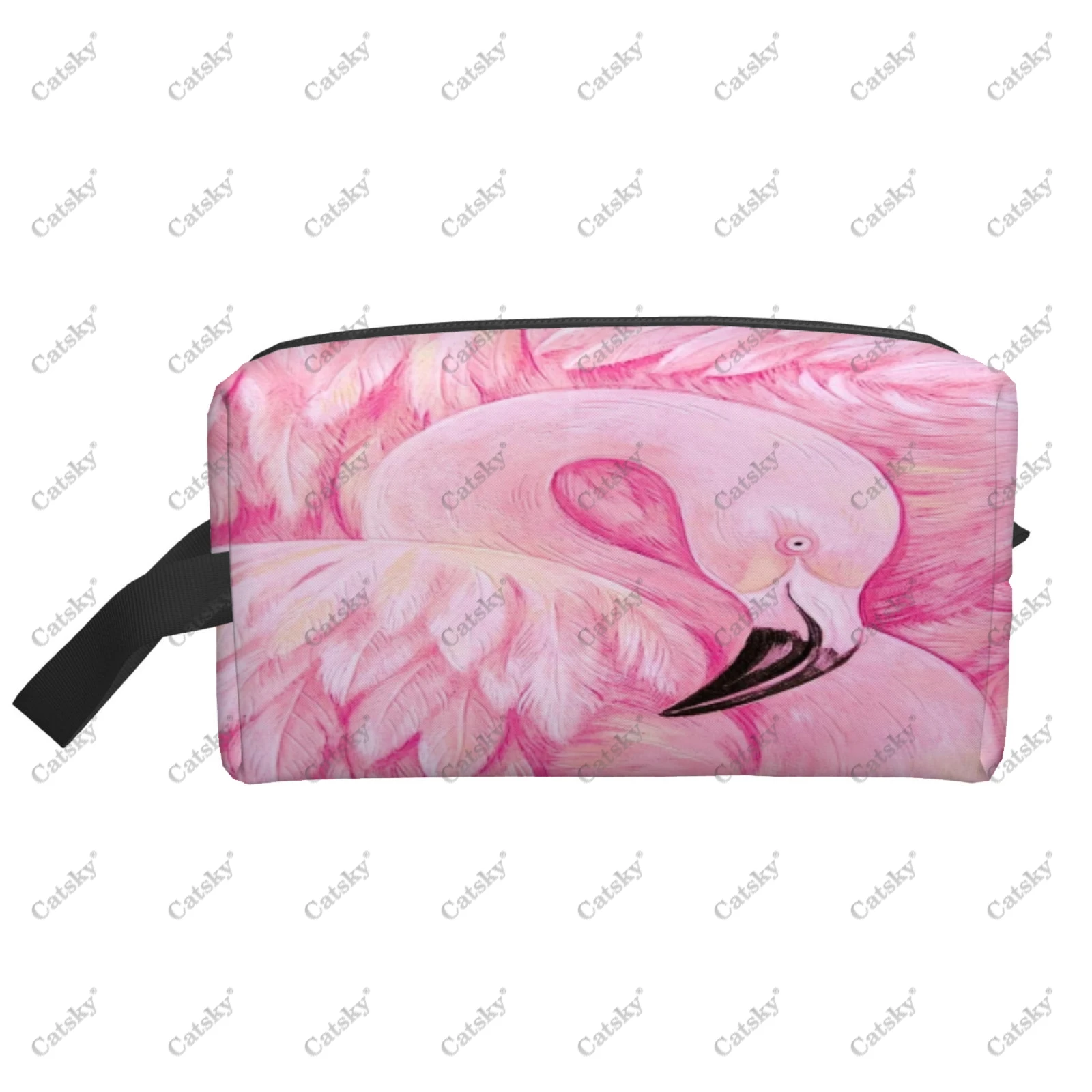 Pink Flamingo Cosmetic Bag Ladies Fashion Large Capacity Cosmetic Box Beauty Storage Wash Cosmetic Bag