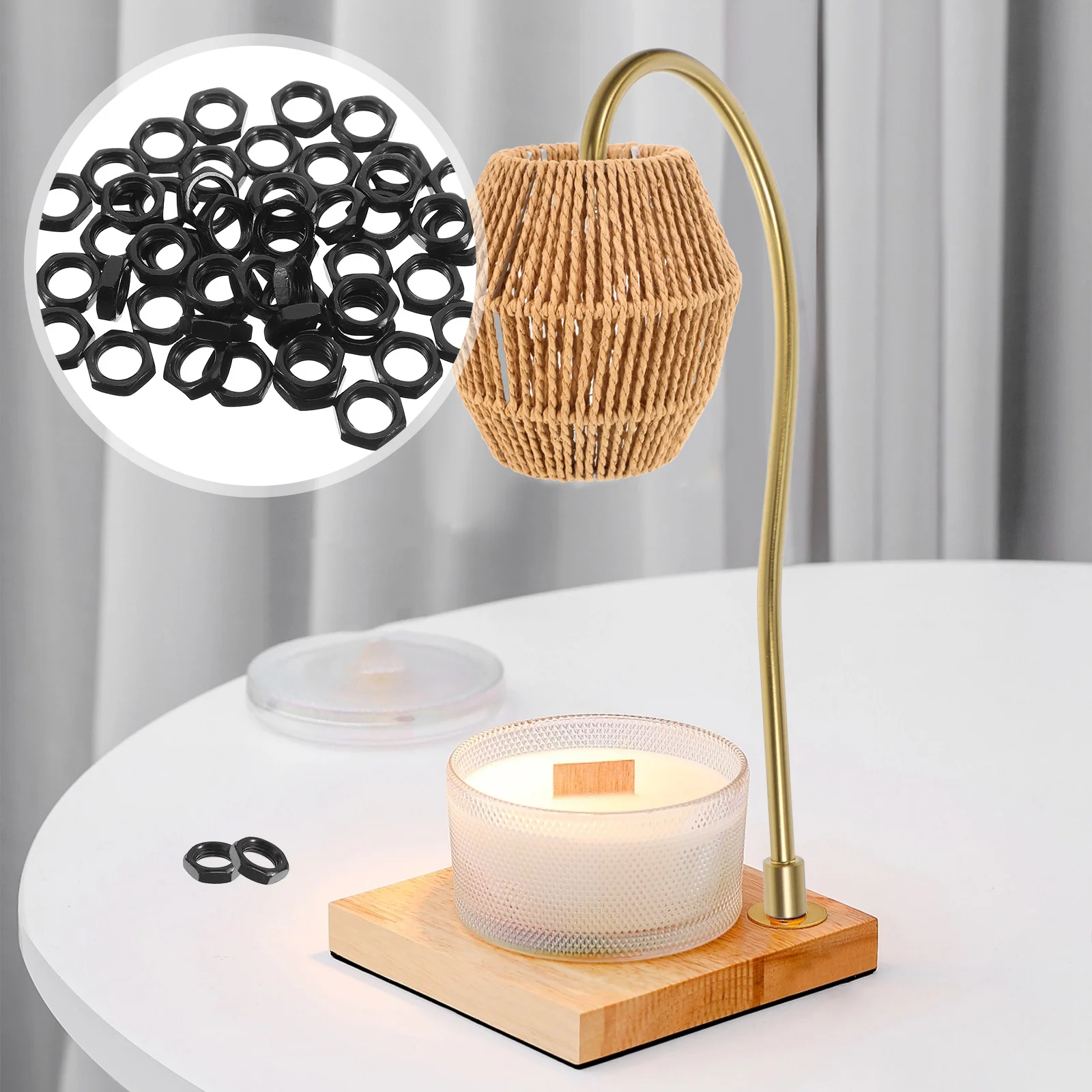 

50Pcs Lighting Fixture Ring Nut Hardware Iron Locknuts for Lamp Repair DIY Projects Replacement Nuts for Light Cover and Lamp