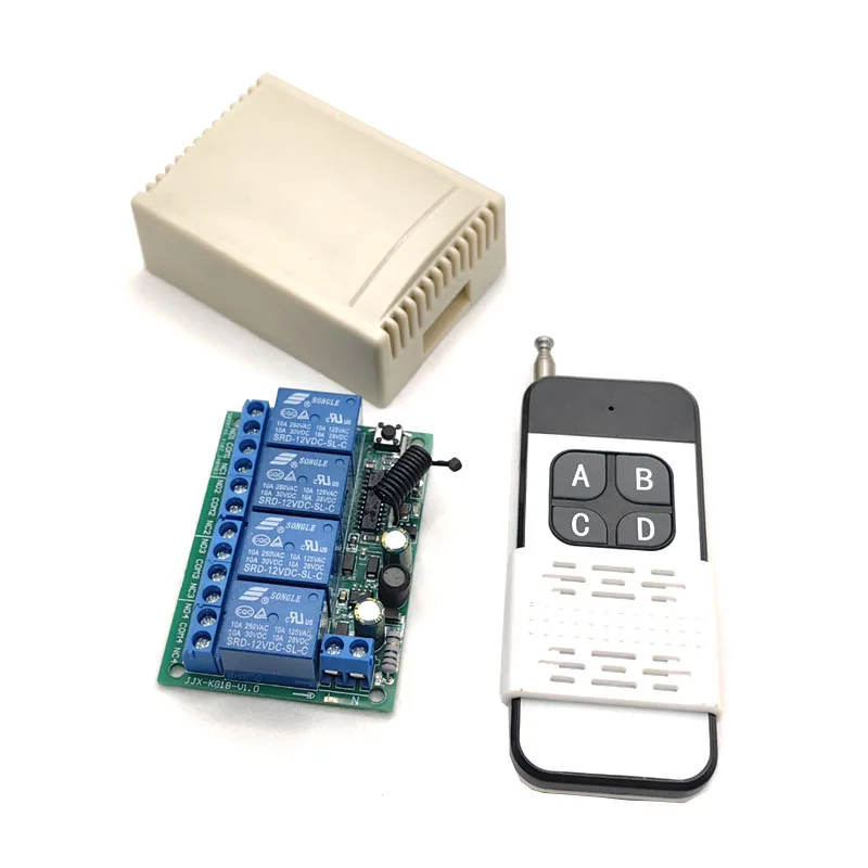 AC220V 10A 4CH لاسلكي للتحكم عن بعد التبديل وحدة الاستقبال التتابع و 4 قنوات RF433MHz نقل التحكم عن بعد