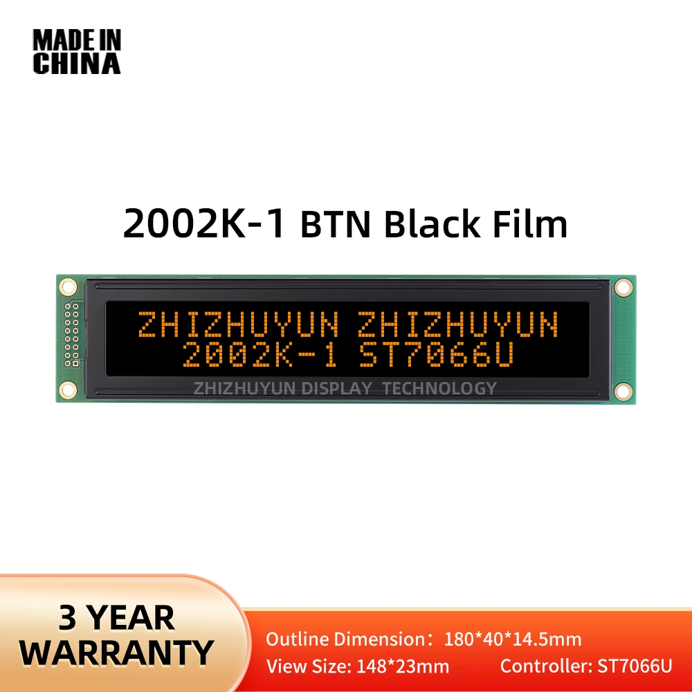 LCD2002K-1 Karakter LCD-Display Module Btn Zwarte Film Oranje Karakter Industrieel Bedieningsscherm Personage Lcddisplay St7066u