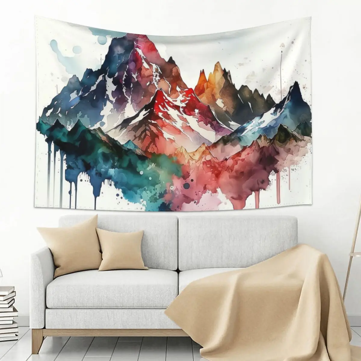 

Beautiful Melting Mountains Illustration Tapestry Room Design Carpet Wall Cute Decor Tapestry