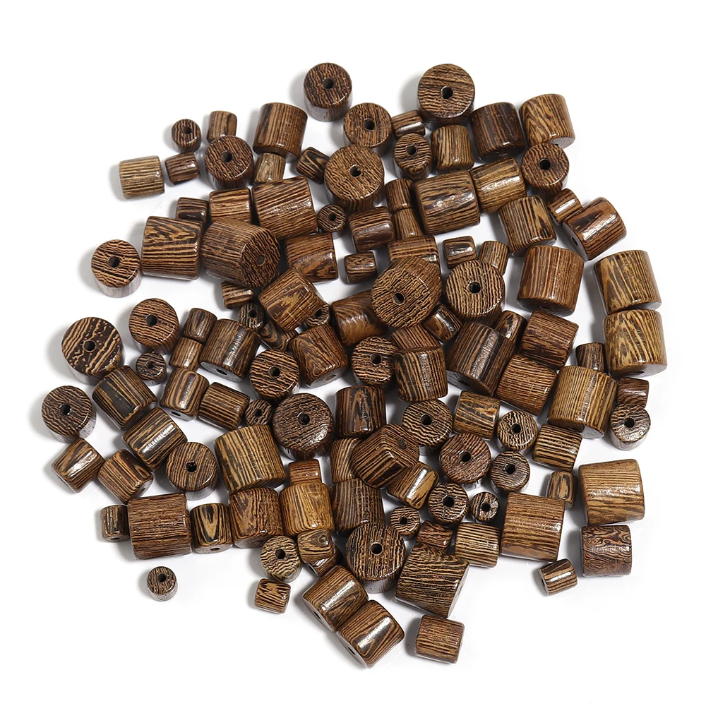 20/50pcs Natural Cylindrical Wood Beads Bucket Shape Loose Beads For Jewelry Making DIY Buddhist Bracelet Accessories6/8/10/12mm