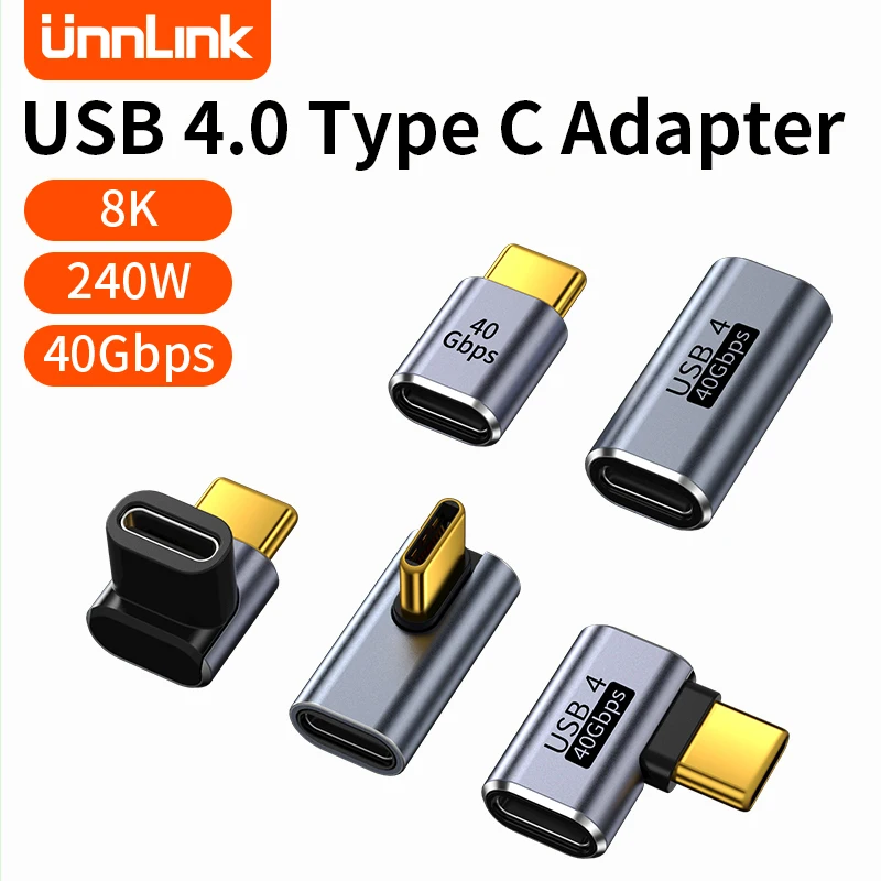 Unnlink 8K USB Type C Extension Adapter PD 240W 40 Gbps Transmission Connector For Laptop Phone Male to Female Plug Converter