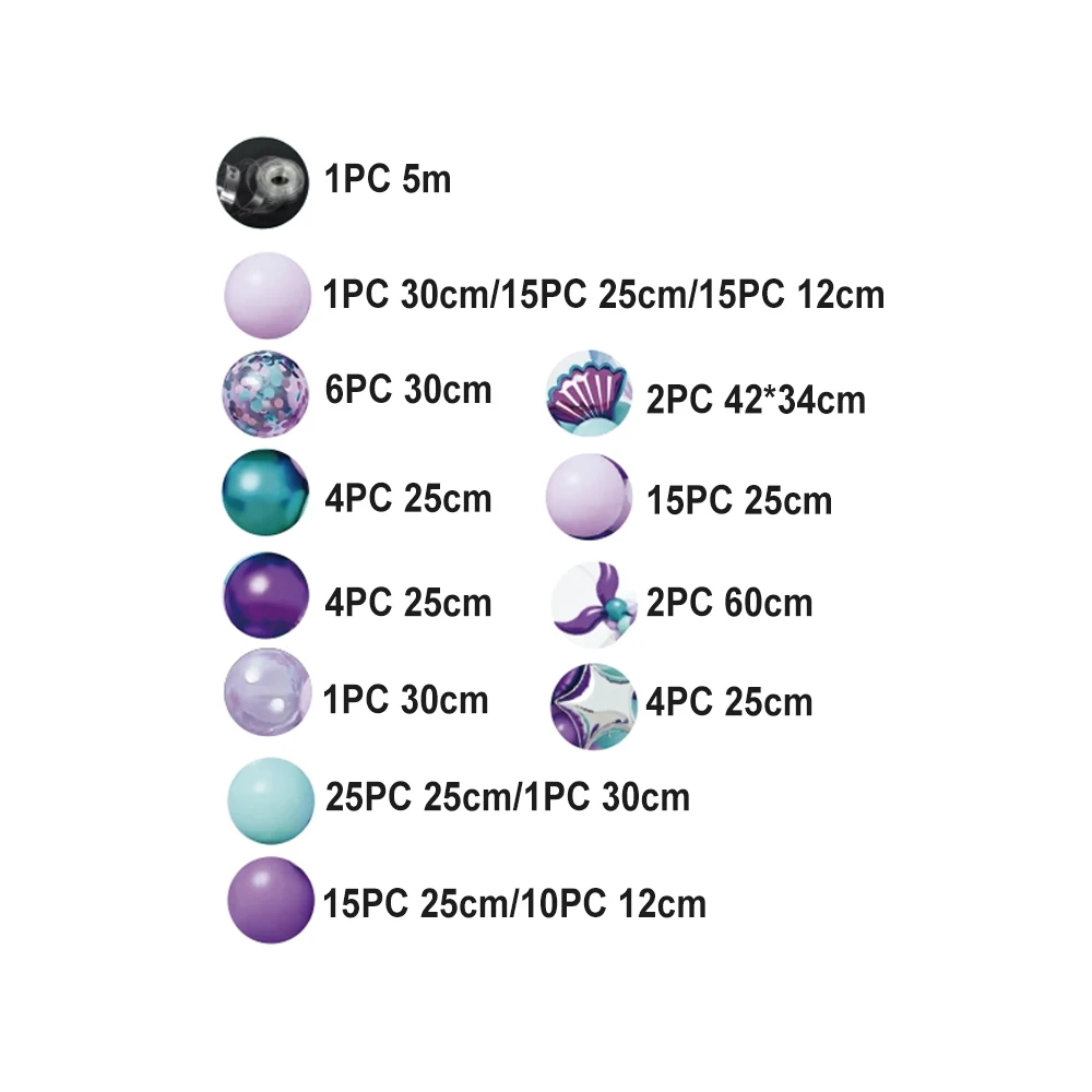 120 قطعة ذيل حورية البحر اللاتكس الألومنيوم بالون مجموعة لجميع القديسين التخرج السنة الجديدة عيد الفصح عيد الحب عيد الشكر #3