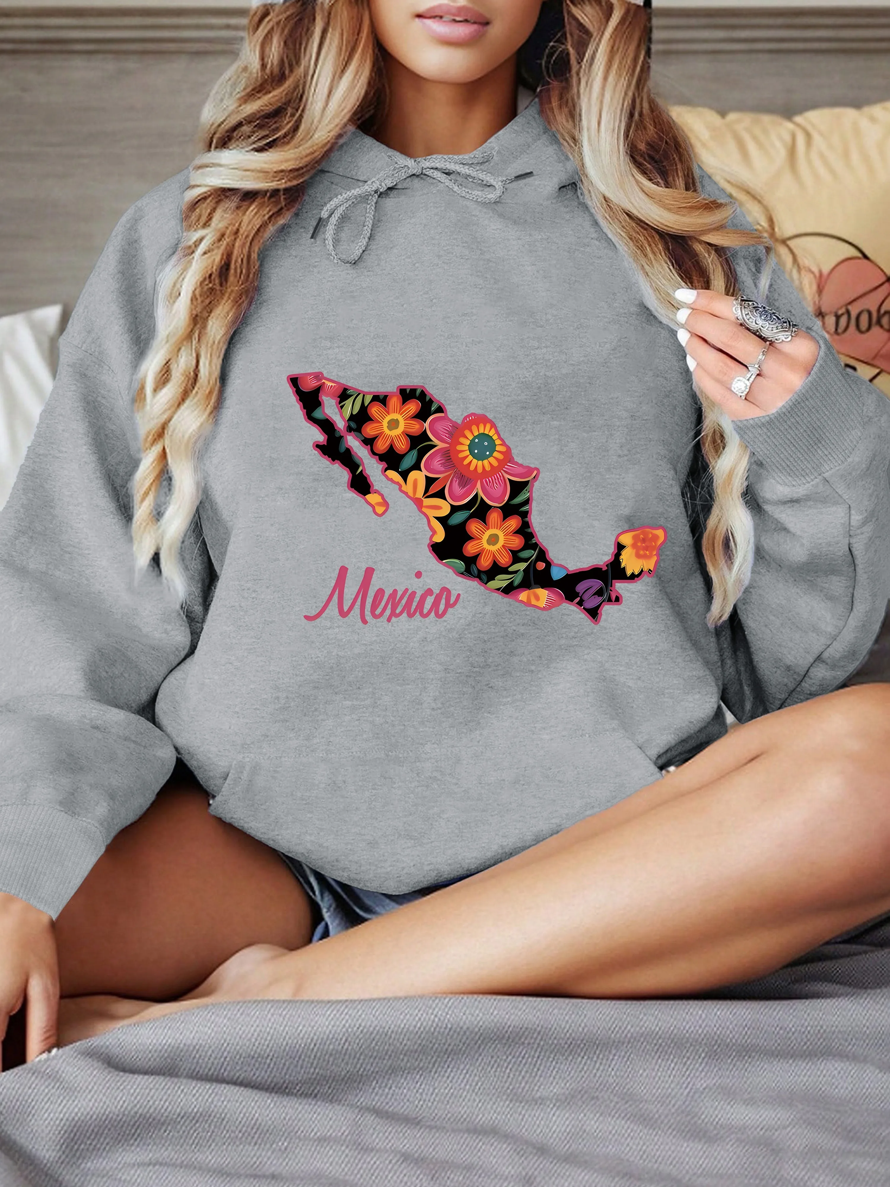 Hoodie Katun Motif Bunga untuk Musim Gugur dan Musim Dingin, Pria dan Wanita, Kasual, Outdoor, Olahraga Jalanan, Latihan, Tren Terbaru