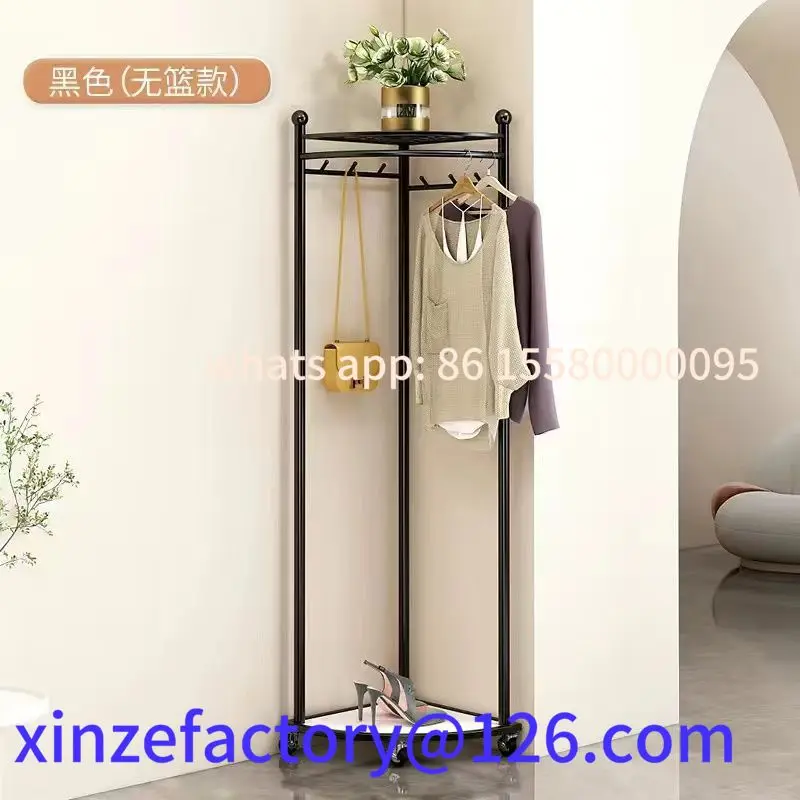 Customizable Corner Coat Rack with Shoe Storage Removable Metal Clothing Rail Floor Standing