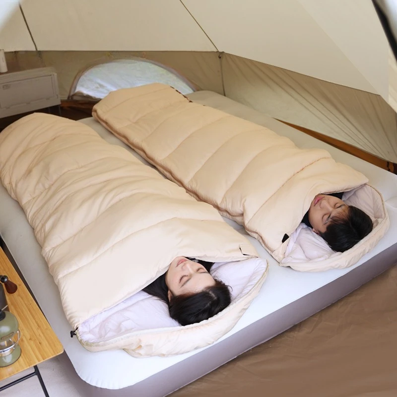 Outdoor camping winter cold-proof quilt lightweight car single and double thickened sleeping bag