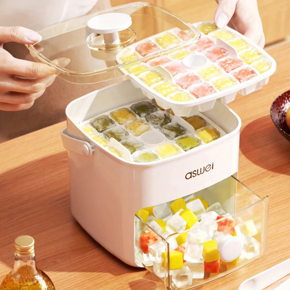 48 Rows Ice Maker With A Simple Press On Lid Double Layer Design Essential For Making Homemade Ice For Desserts And Beverages