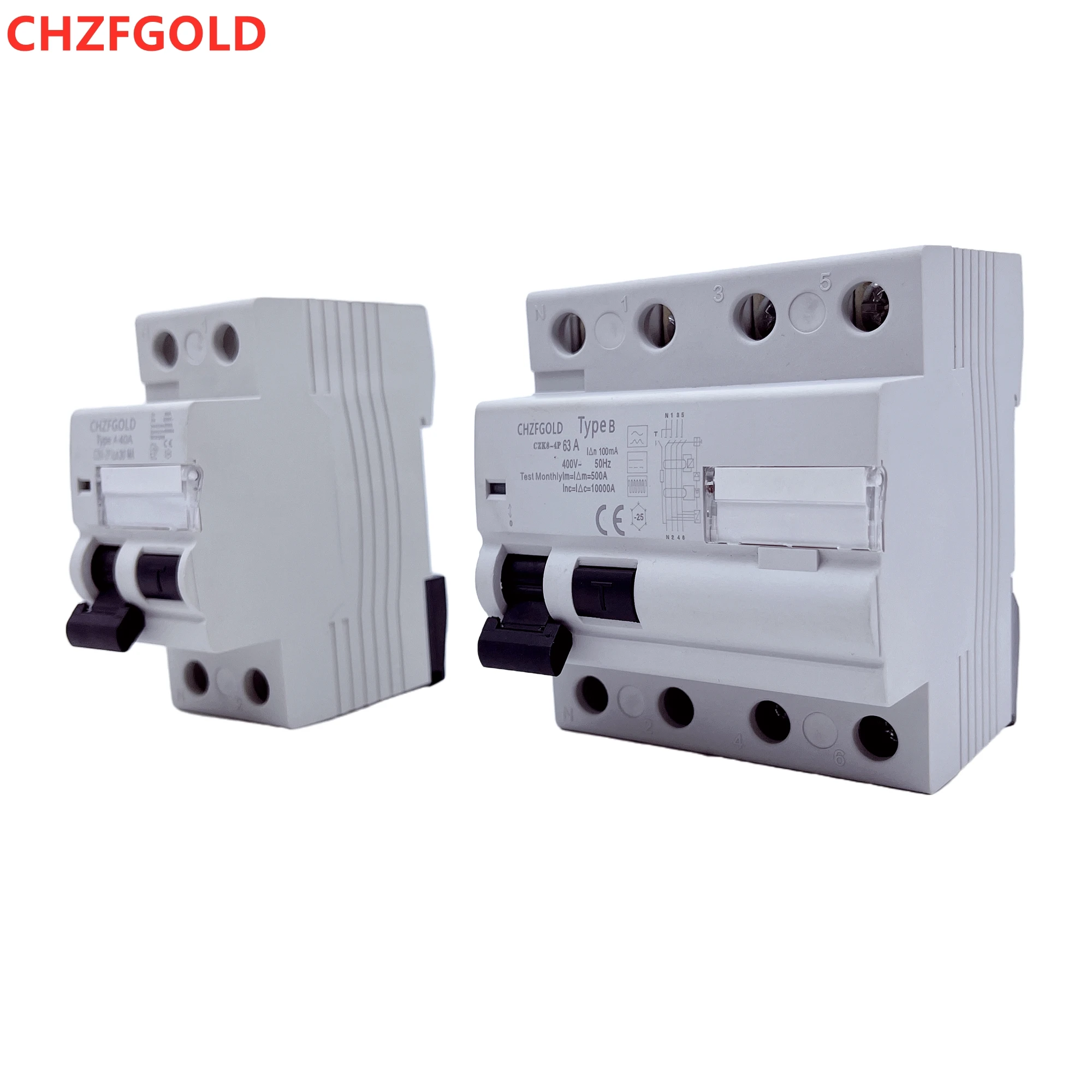 Imagem -03 - tipo Rccb 2p e 4p para Instalações ev & pv Rcd Elcb Jvl1663 tipo a ac b 10ma 30ma 100ma 300ma 1000ma Disjuntor Elétrico b