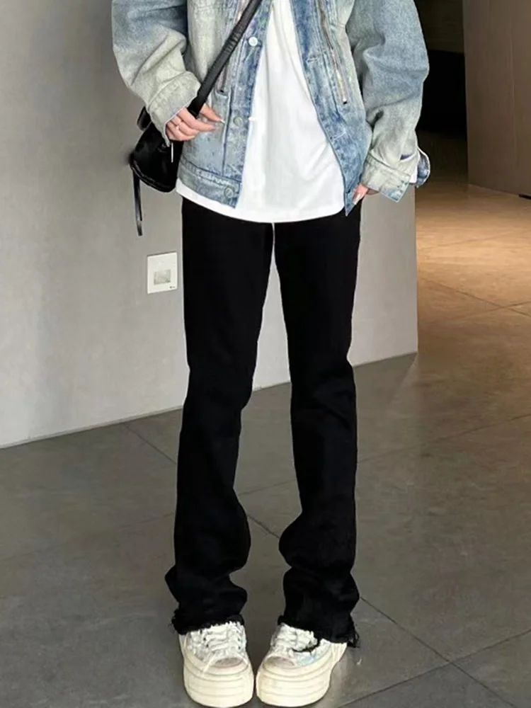 

Cleanfit High Street American Vibe Bla Wide Leg Jeans Men's Tall Slim Straight Cut Pants Youth Summer Faion Cotton Polyes...