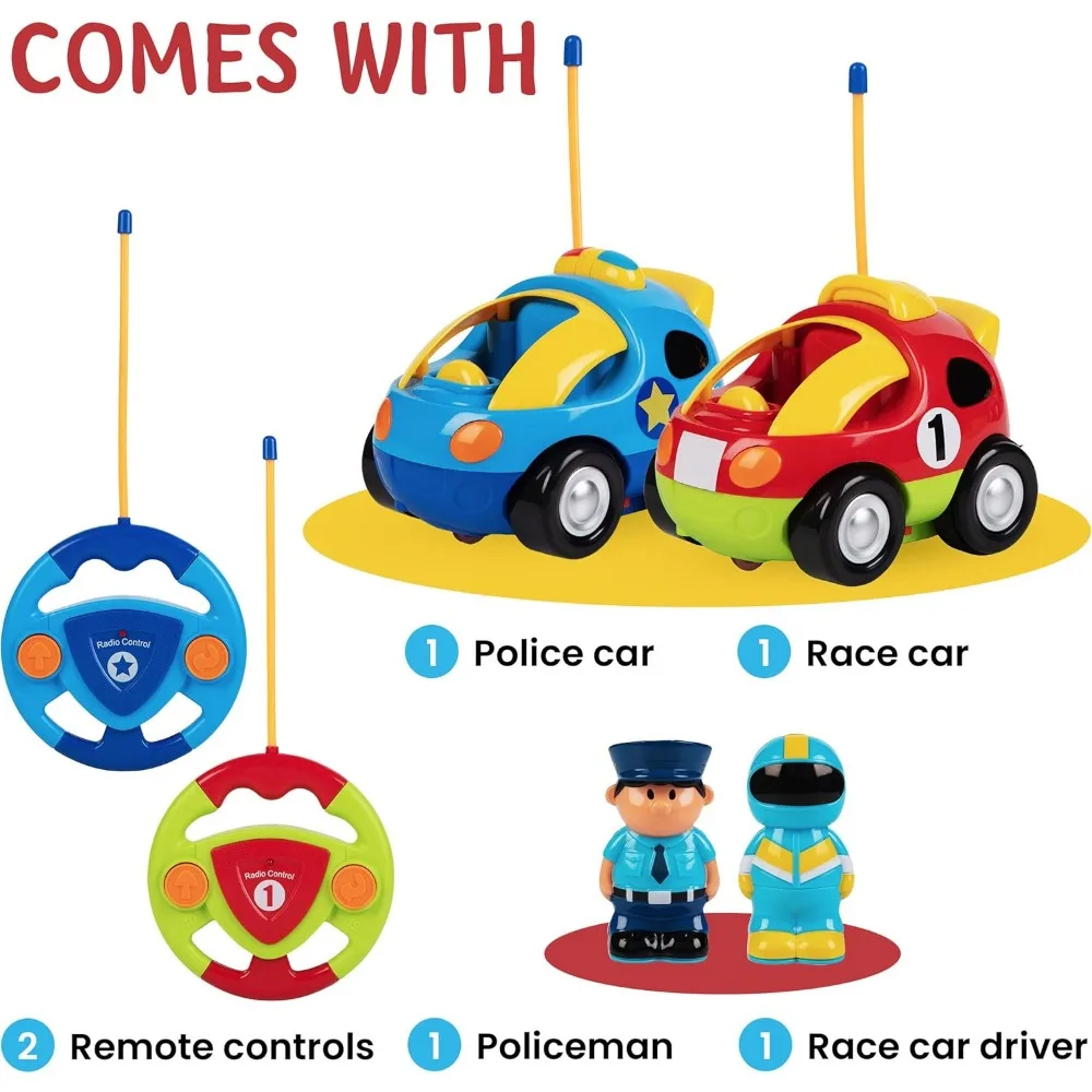 漫画リモコンカー - 幼児向けパトカーとレースカー - 子供向けRCカー - 簡単リモコンおもちゃ、クリスマスプレゼント