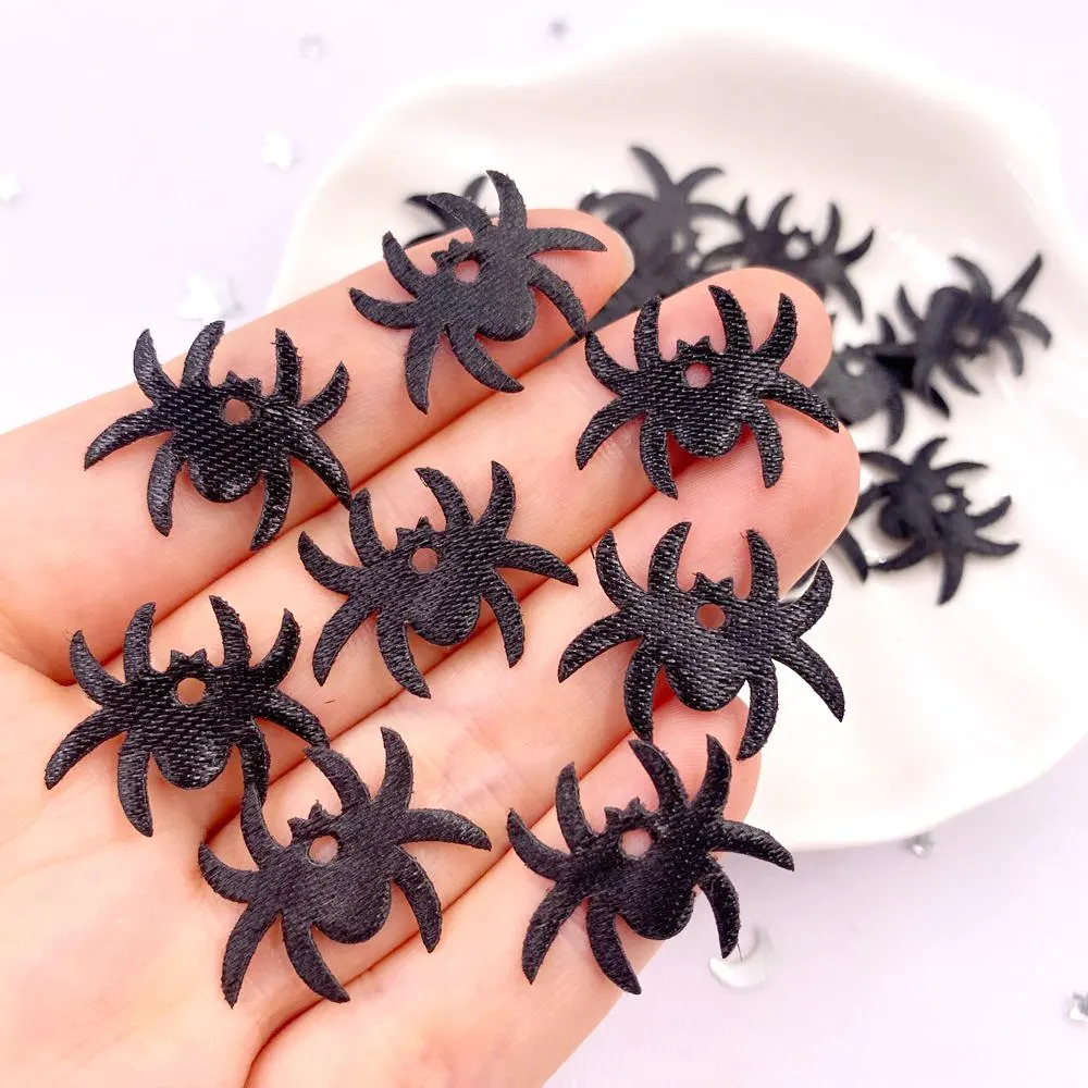 200PCS Felt Fabric Cool Black Spider Cute Patches DIY Craft Applique for Clothing Hairpin Parts Halloween Decor Craft E752