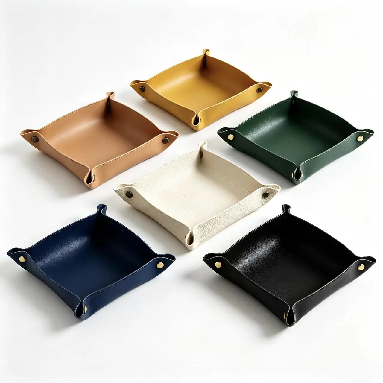 PU Leather Foldable Storage Box Button Closure Desktop Organizer Tray for Keys Lipstick Candy Jewelry Cosmetic Stationery Home O