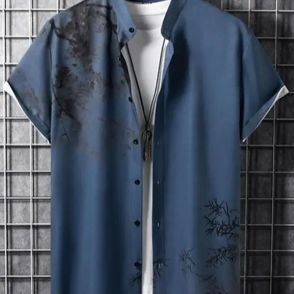 

Мужская внутренняя одежда Irt стандартного кроя с бамбуковым принтом и пуговицами из искусственной кожи с воротником ort Sve, не тонущая Thiened Fce