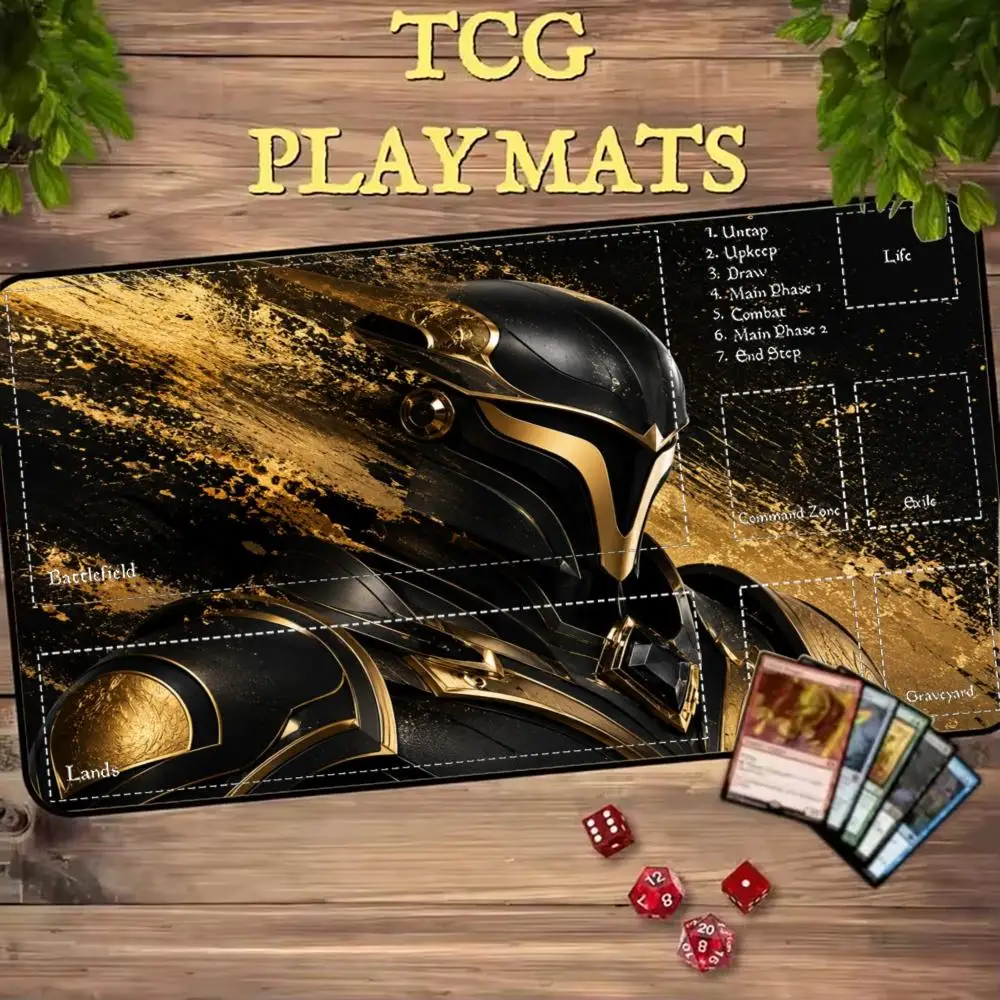 Dark Fantasy Mecha MTG Playmat Magic Card Battle Mat Non-Slip Durable Stitched Edge 35X60CM Commander Desk Mat Tapete Magic MTG