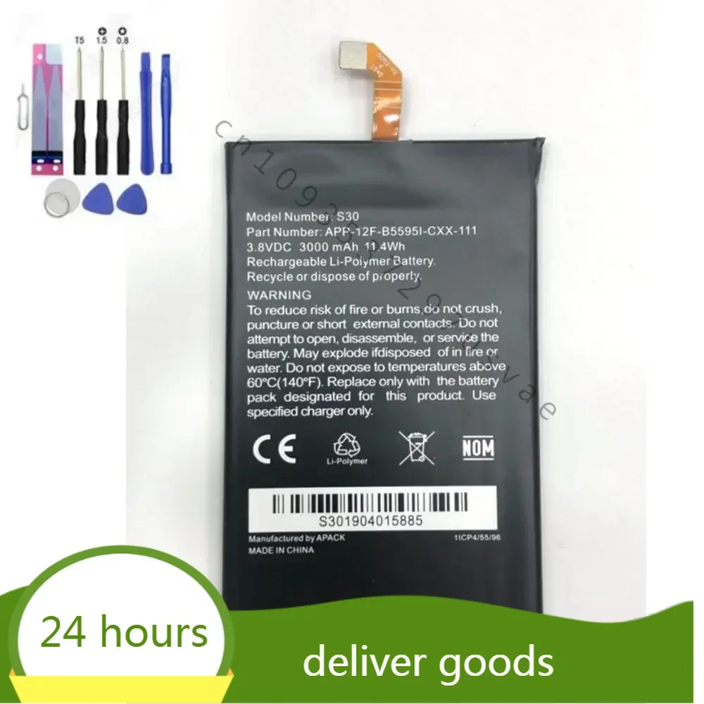 

3.8V 3000mah 11.4wh battery for CAT S30 APP-12F-B5595I-CXX-111 Mobile Phone Batterie+TOOLS