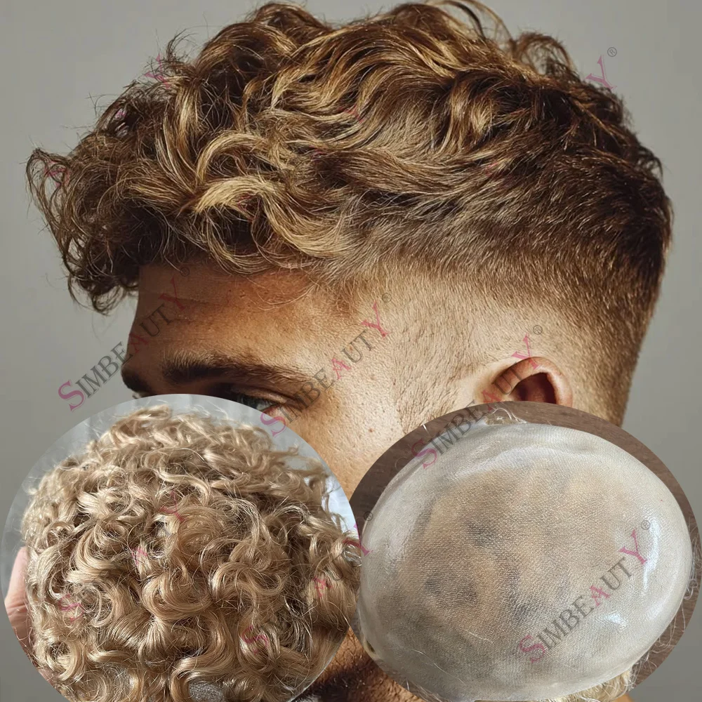 

Накладка для волос из натуральных кудрявых волос 20 мм, 0.06 мм, с полной V-образной линией роста волос, 22R # Светло-коричневый серый 60R # Незаметная система замещения волос