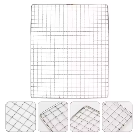 Stainless Steel Squares Holes Grill Barbecue Wire Mesh Multi-Purpose BBQ Grid Cooking Baking Rack Barbecue Grill (26 x 32cm)