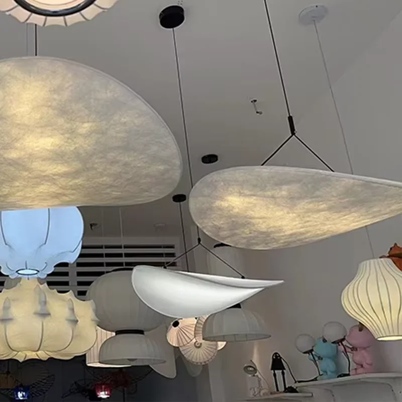 Modern Wabi Sabi Style Pendant Light Nordic Art Silk Minimalist Bedroom Designer Restaurant LED  DuPont Paper Chandelier Lamps
