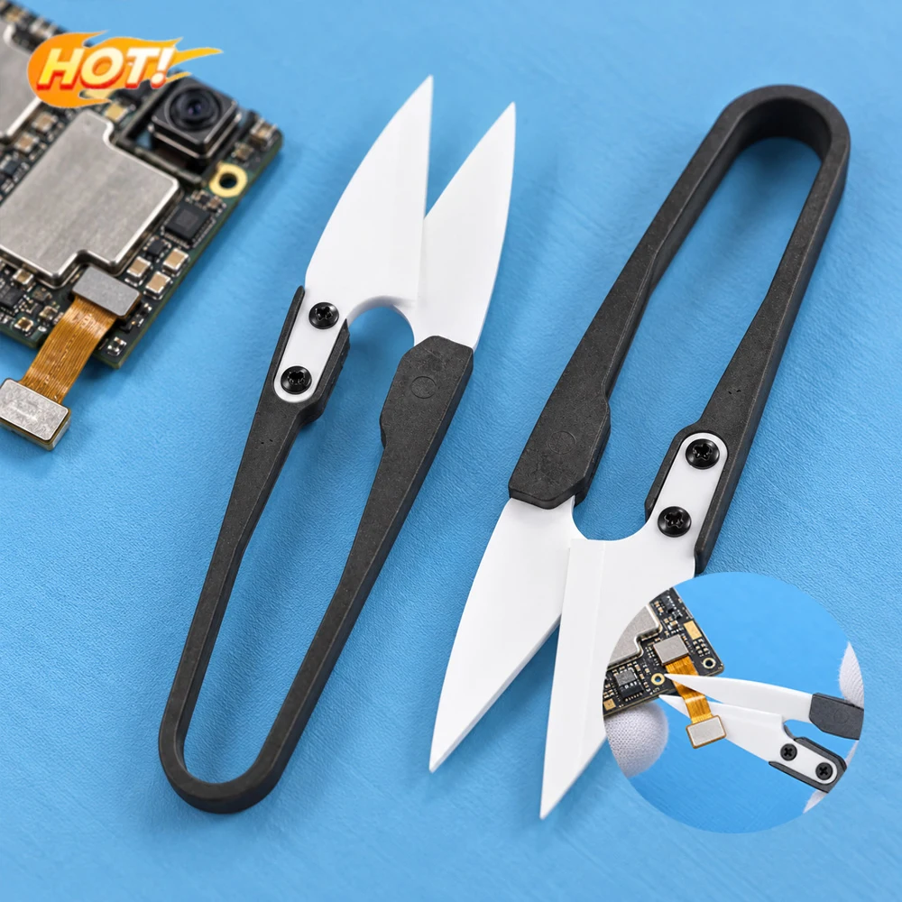 1-2PCS Ciseaux en céramique isolants TE-P2 pour la maintenance des téléphones mobiles, outils de coupe de câbles non conducteurs pour la réparation de batteries