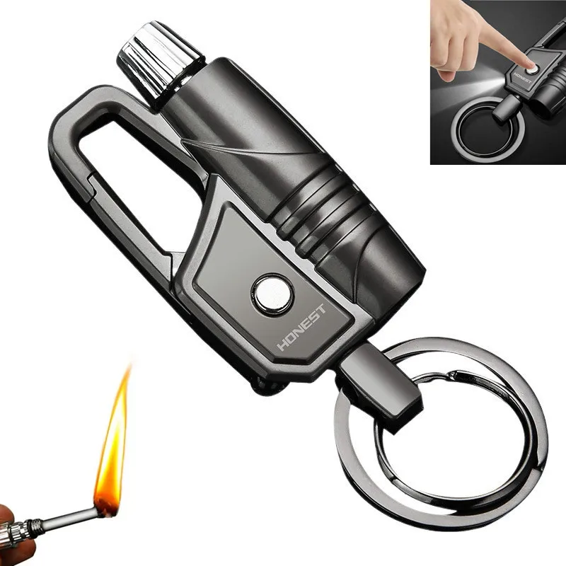 

10000 Match Keychain Oil Torch Lighter Cigarette Lighters Multi Functional Creative Windproof Smoking Accessories Men Gifts
