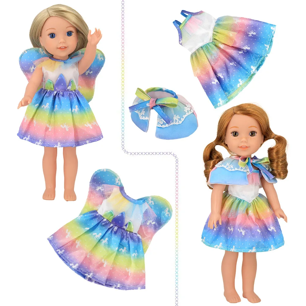 Doll Clothes Pop Dress Rainbow Mermaid Clothes For 14.5Inch Wellie Wisher&32-34Cm Paola Reina Doll Accessories,Girl's Toys Gift