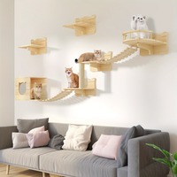 Cat Climbing Shelf Wall Mounted Sisal Steps & Bed with Sisal Scratching Post for Cats Tree Tower Platform Jumping Pet Furniture