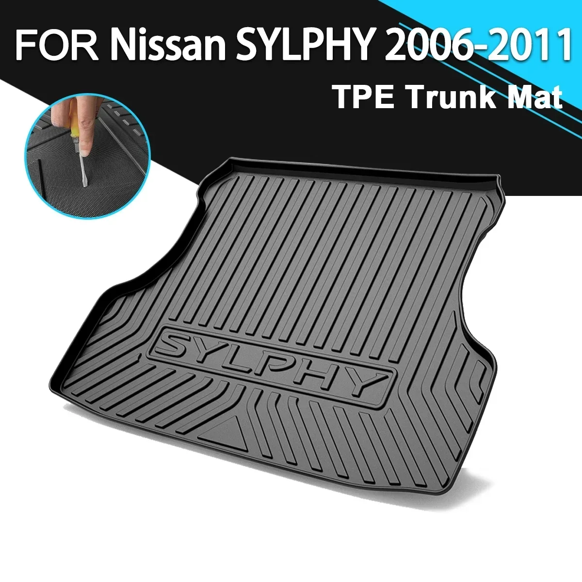 

Car Rear Trunk Cover Mat Non-Slip Waterproof Rubber TPE Cargo Liner Accessories For Nissan SYLPHY 2006-2011