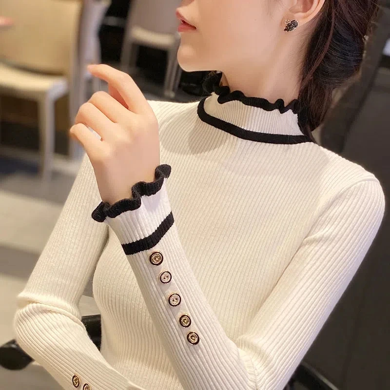 Women\'s half turtleneck Knitted sweater Winter Fashion Women Pullover Basic Tops Casual Soft Knit Ladies Jumper