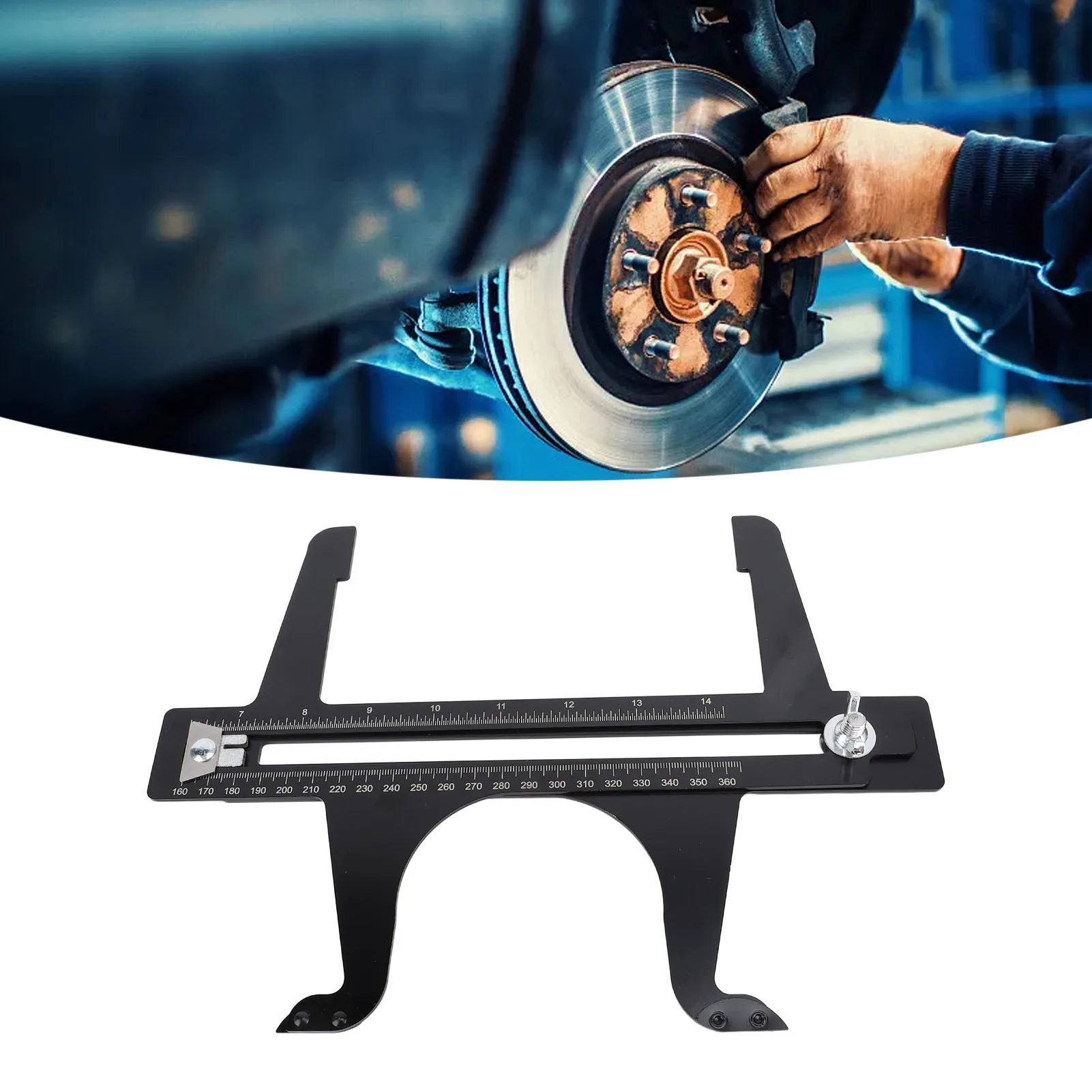 Ferramenta de medição de redefinição de freio, 6,5-14,25 polegadas, escala dupla, aço inoxidável, ferramenta de medição de redefinição de tambor de freio, medidor de redefinição de freio