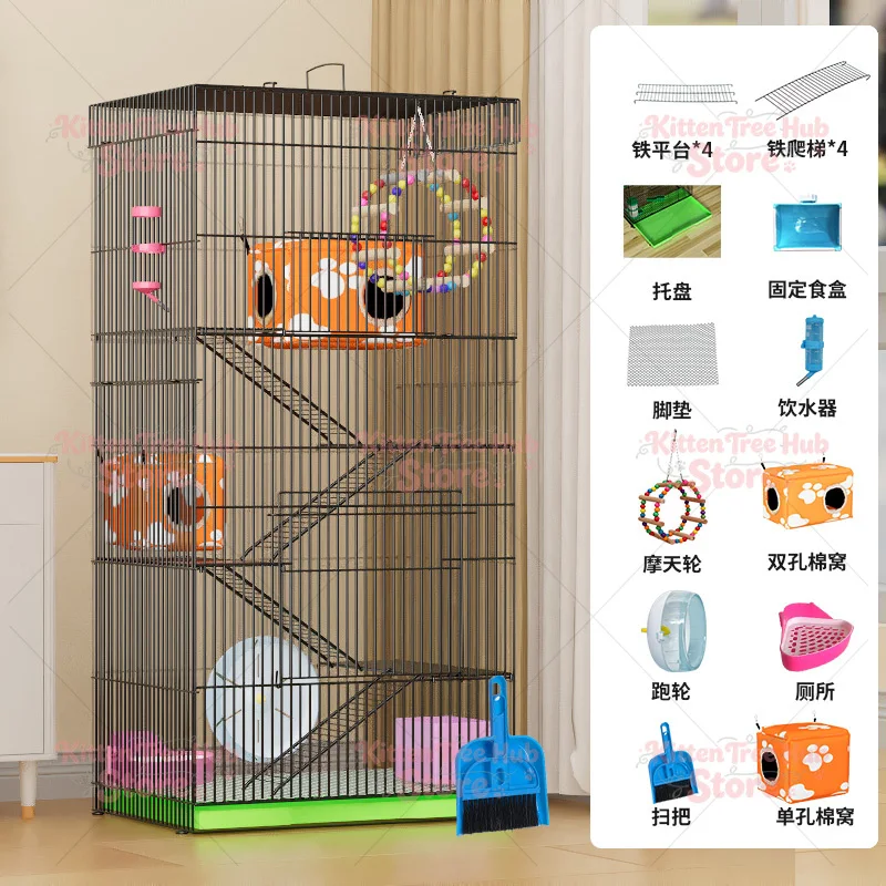 3-Tier Large Small Pet Habitat Villa Chew Proof Ferret Sugar Glider Rat Cage With Removable Waste Tray