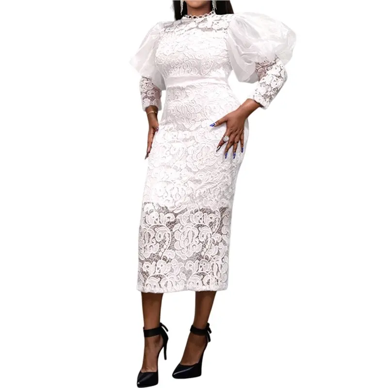 

CYL-Женское элегантное облегающее платье-карандаш с цветочным кружевом и длинными рукавами для вечерних мероприятий