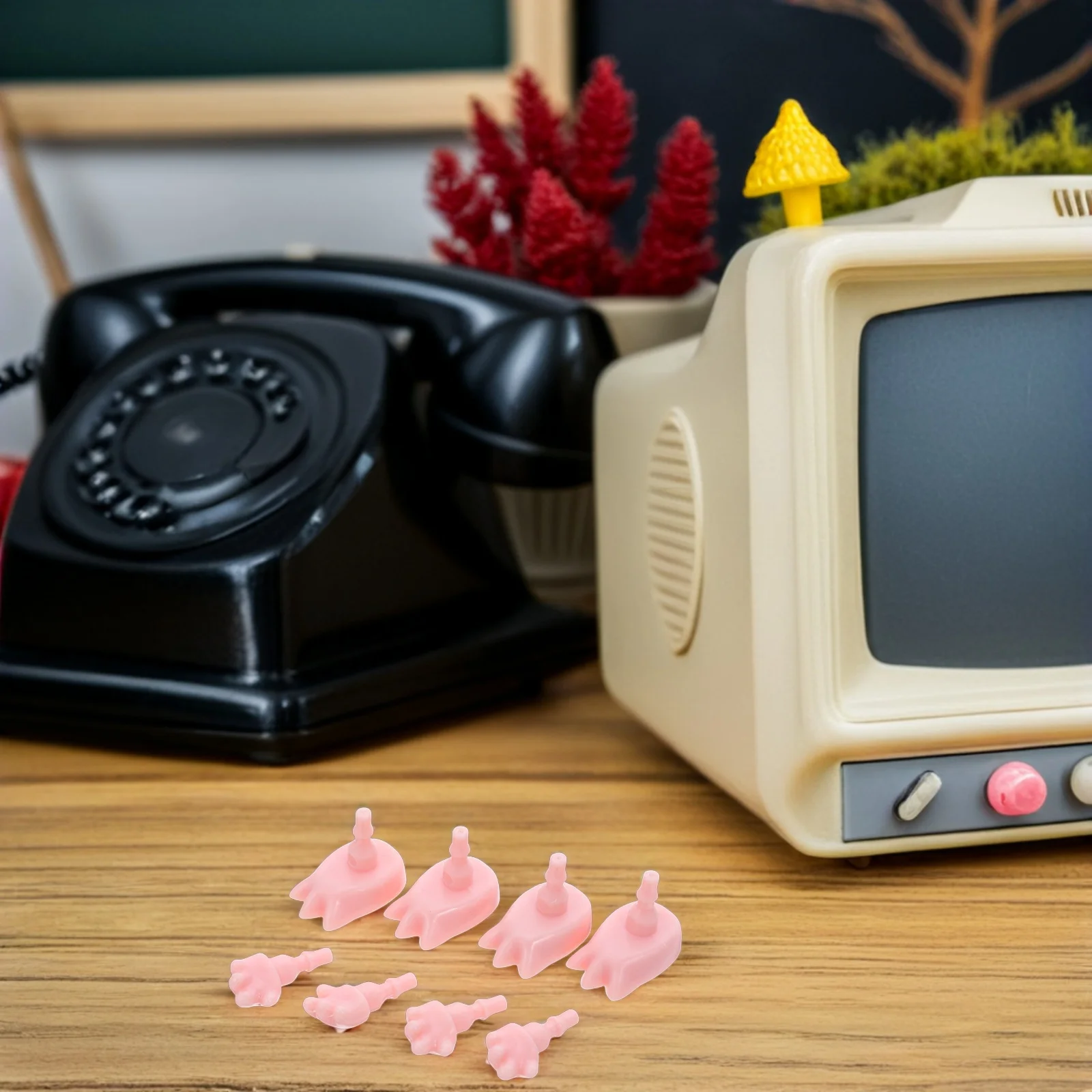 4 セットミニチュア手足パーツリアルなプラスチックジョイント DIY 作成アクセサリーアクションフィギュアクラフト供給