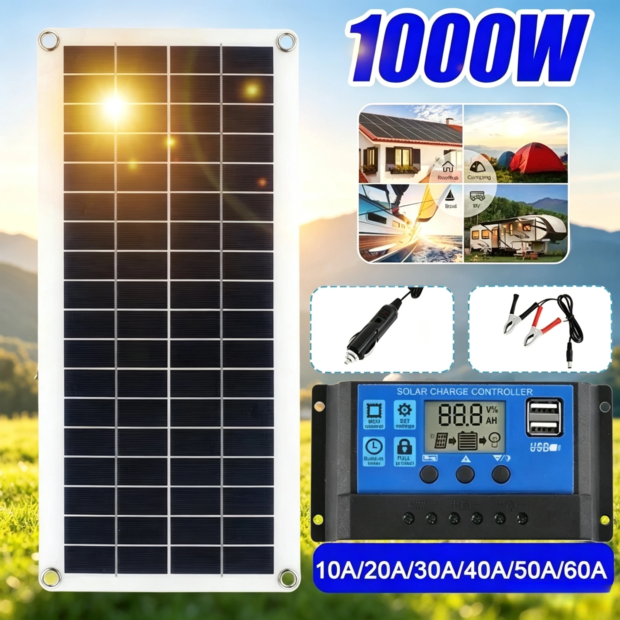 Solarpanel-Ladegerät 12V Solarzelle 10A-100A Regler Solarpanel für Telefon Wohnmobil Auto MP3 PAD Ladegerät Outdoor-Batterieversorgung