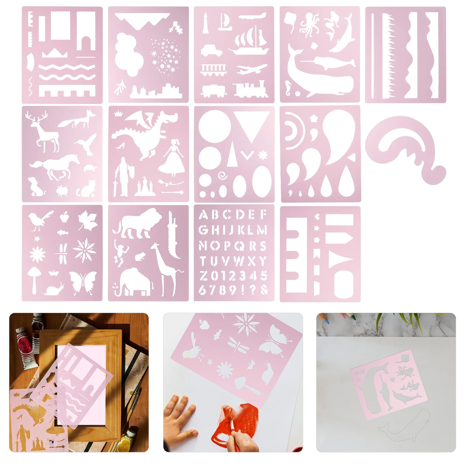 14 قطعة من قالب حساب اليد صديق للبيئة للحيوانات الأليفة بلاستيك آمن للأطفال سكرابوكينغ دهان داي استنسل أرجواني #5