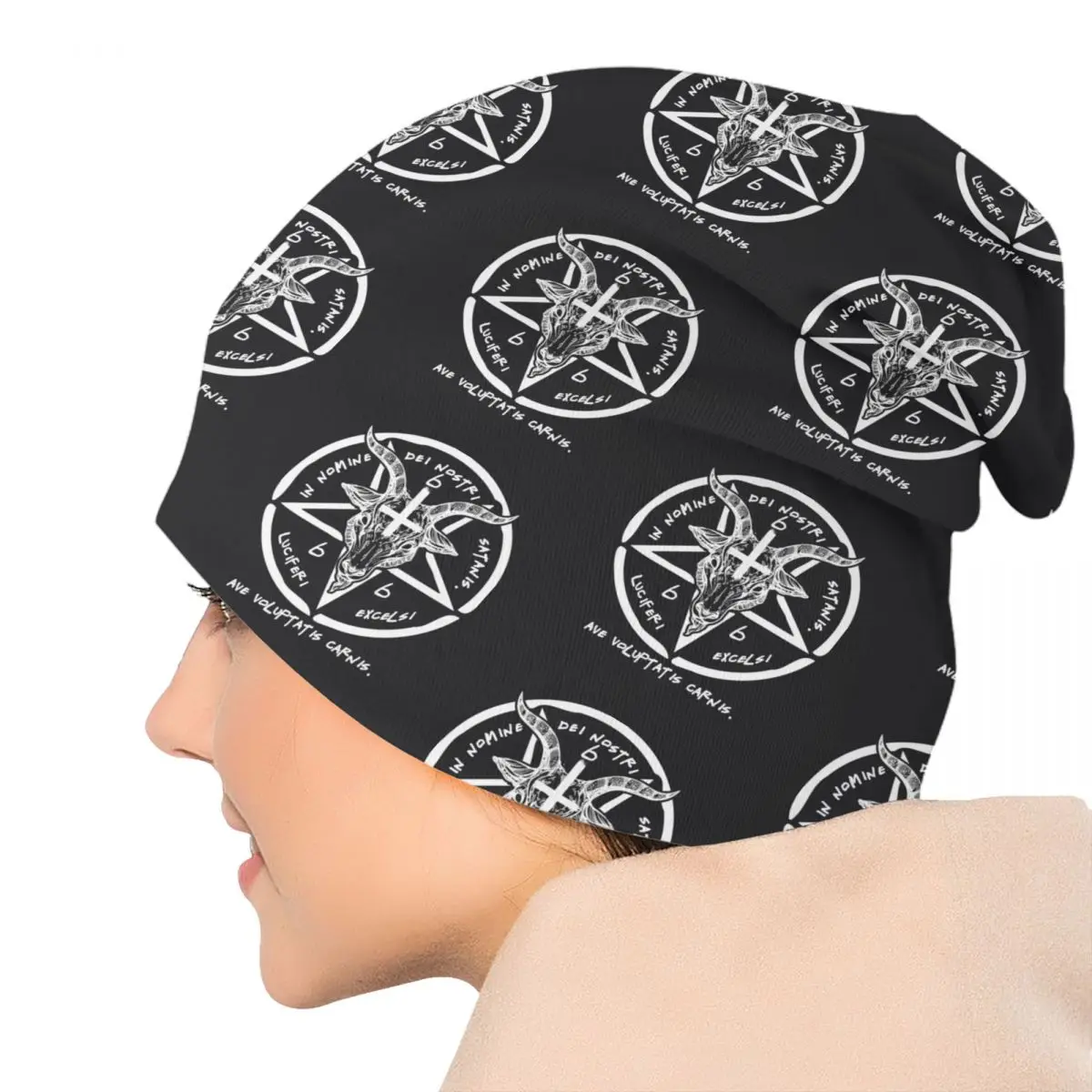 666 Baphomet Skullies Beanies Caps Unisex Winter Warm Knitting Hat Hip Hop Sigil Of Satan Knights Templar Bonnet Hats Ski Cap