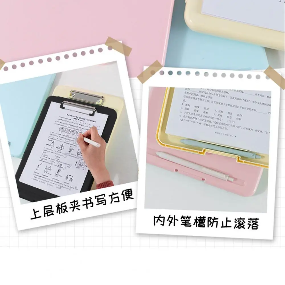 Large Capacity File Box Portable Storage Clipboard with Pen Holder Lightweight File Box for Home School Office Organization