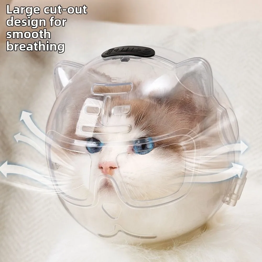 

Transparent Cat Bubble Muzzle Anti-Bite Breathable Cat Head Cover Hollow Design Clear Visibility Pet Space Hood Travel