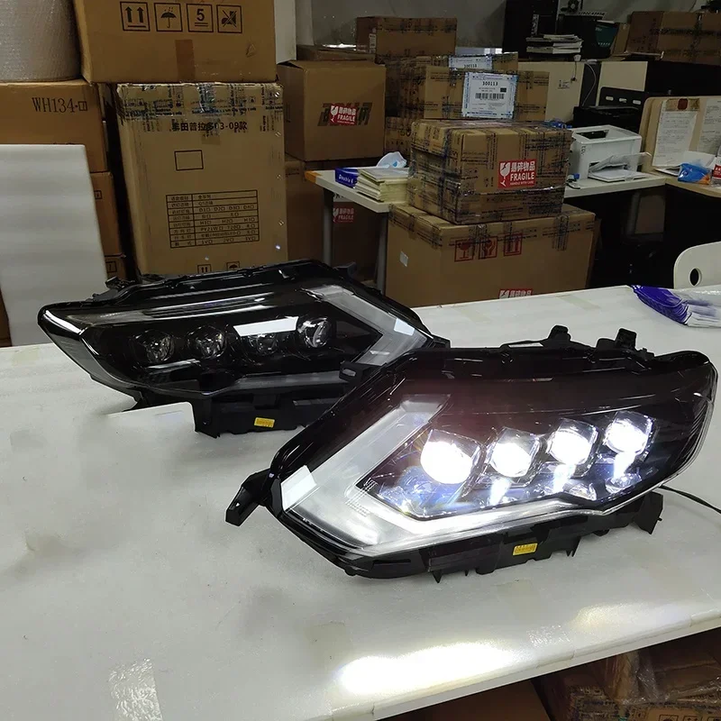 For NISSAN X-trail  Rogue Front Lamps LED Head Light Assembly 2017 Year Black Housing With Daytime Running Light