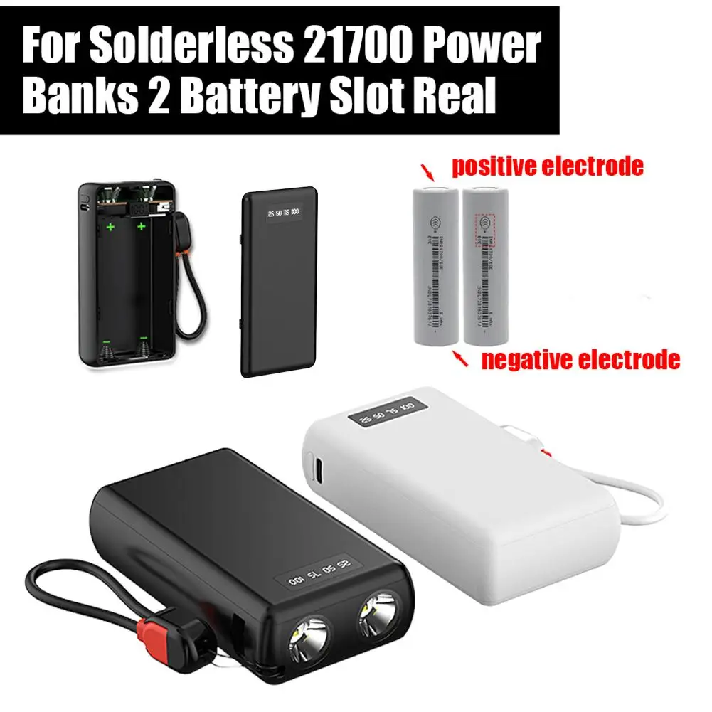 Welding Free 21700 Mobile Power Bank Kit With Built-in Wire Power Bank Shell DIY Battery Box Kit Fast Charging