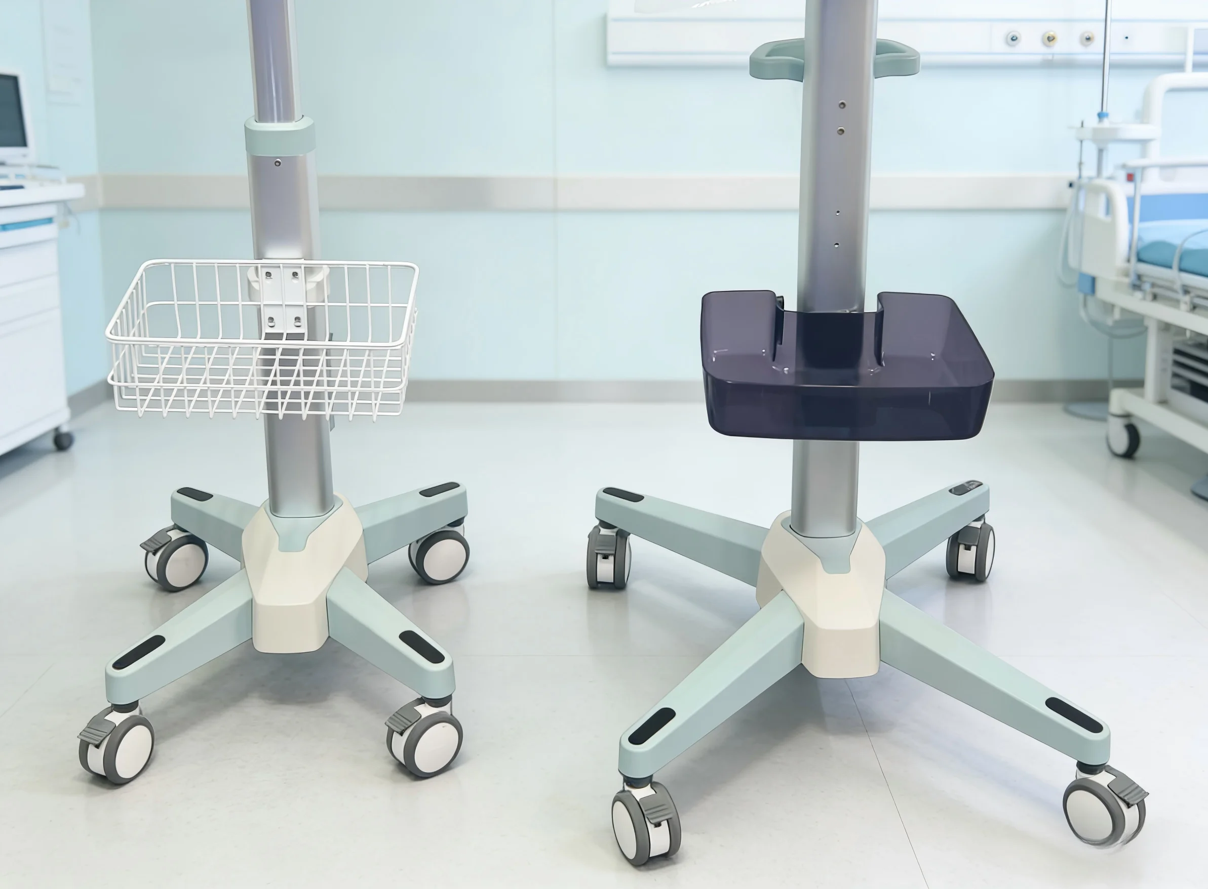 Custom Hospital Furniture Trolley, Medical Trolley, Adjustable Monitoring Trolley, Load-bearing Capacity of 100 Kg