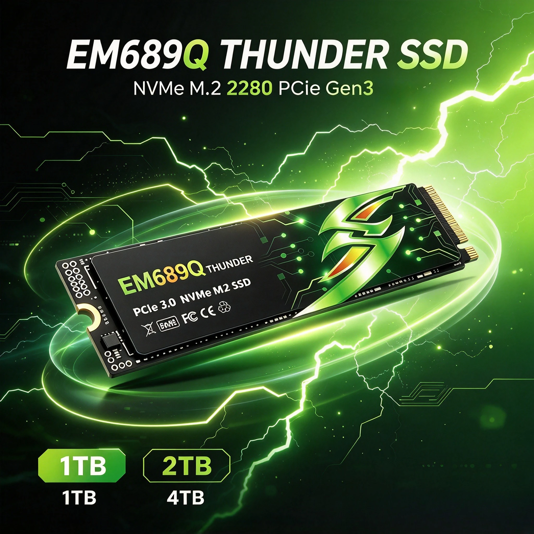 NEW EM689Q SSD NVMe M.2 1TB 2TB 4TB SSD M.2 2280 PCie Gen3.0x3 Internal Solid State Drives Disk for Laptop Desktop