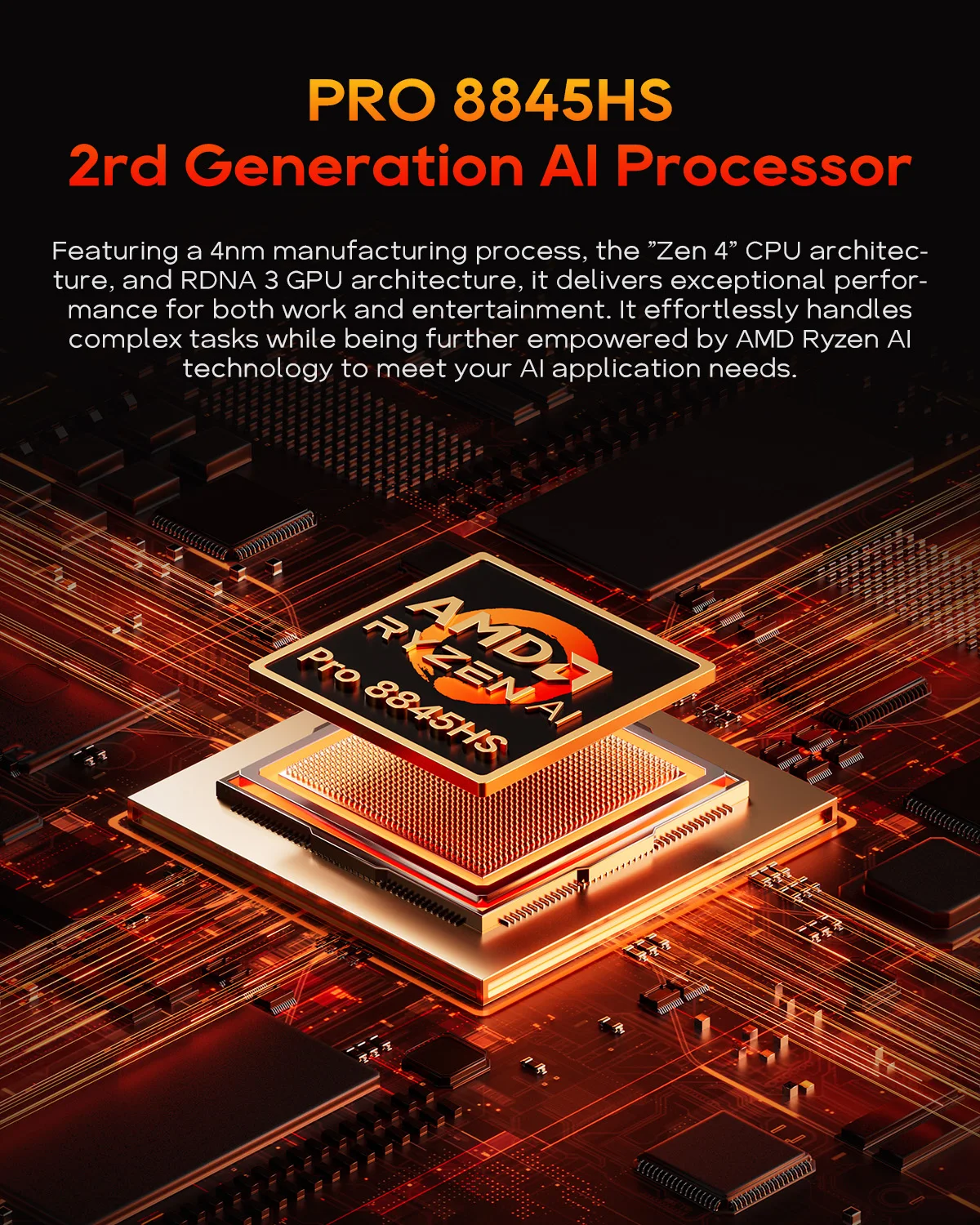 كمبيوتر مكتبي للألعاب عالي الأداء من Aoostar G-FLIP AMD Ryzen7 Pro 8845HS بشاشة لمس 5 بوصات USB4 OCuLink لنظام التشغيل Windows 11