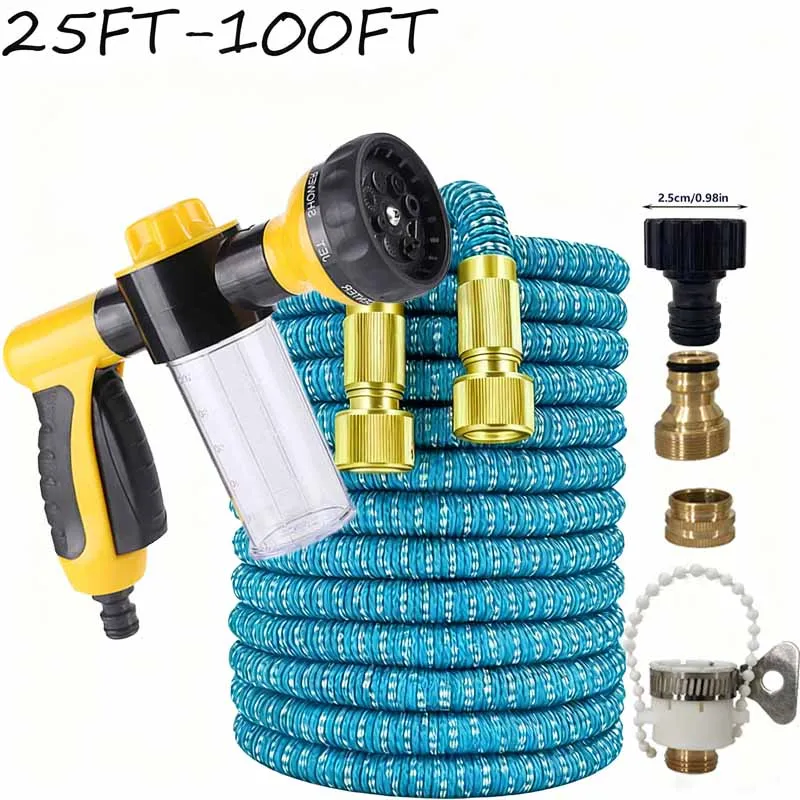 

Расширяемый волшебный шланг высокого давления 25 футов-100 футов с 8 распылителями и прочными материалами для инструментов для полива дома и сада