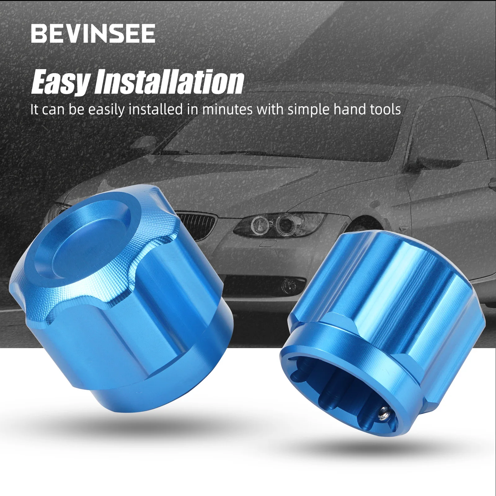 BEVINSEE Aluminum Air Conditioning A/C Line Caps Kit For BMW E36 E46 E90 E92 E60 E87 F20 F30 Z4 X1 X3 X5 64538387438 64538387437