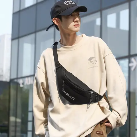 Nylon Waist Bags for Women Solid Color Crossbody Bag Sport Storage Chest Packs Casual Travel Shoulder Bag Student Pockets