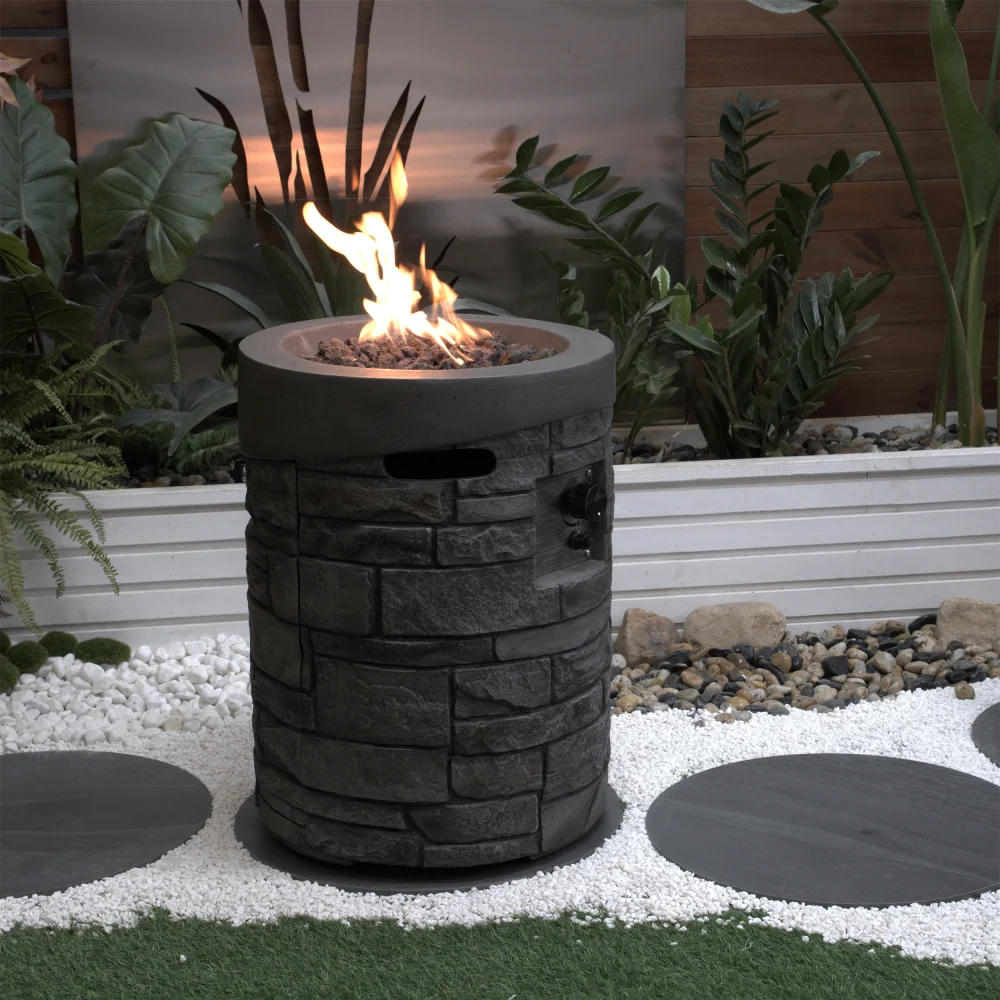 32000 BTU, CSA Certification Diameter 20 Inch Round Outdoor Gas Fire Pit,Contain 2.5kg Lava Stone And Rainproof Cover,Magnesium